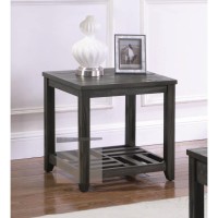 Elegant, transitional occasional table set blends with any spaceStylish slatted wood detailing on bottom shelf for a modern lookConvenient lower storage shelfGrey finish lends subtle sophistication