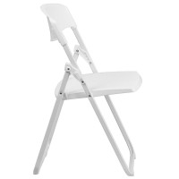 2 Pk HERCULES Series 880 lb Capacity Heavy Duty White Plastic Folding Chair with Builtin Ganging Brackets