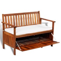 Tidyard Outdoor Patio Storage Garden Bench Deck Box With Comfortable Cushion Acacia Wood 47.2