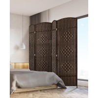 Jostyle Room Divider 6Ft. Tall Extra Wide Extra Wide Privacy Screen, Folding Privacy Screens With Diamond Double-Weave Room Dividers And Freestanding Room Dividers Privacy Screens (Brown, 4-Panel)