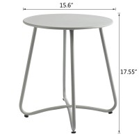 Hollyhome Small Round Patio Metal Side Snack Table Accent Antirust Steel Coffee Table For Garden Modern Weatherproof Outdoor