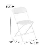 HERCULES Series White Plastic Folding Chairs Set of 2 Lightweight Folding Chairs