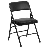 HERCULES Series Metal Folding Chairs with Padded Seats Set of 2 Black Metal Folding Chairs