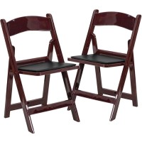 Flash Furniture Hercules Series Folding Chair Red Mahogany Resin 2 Pack 800Lb Weight Capacity Comfortable Event Chair Ligh