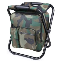 Hisweeth Backpack Chair Foleable Camping Fishing Stool With Cooler Insulated Bags Multifunction Hunting Backpack Chair Stool For Outdoor Hiking Ice Fishing(Camouflage)