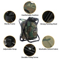 Hisweeth Backpack Chair Foleable Camping Fishing Stool With Cooler Insulated Bags Multifunction Hunting Backpack Chair Stool For Outdoor Hiking Ice Fishing(Camouflage)