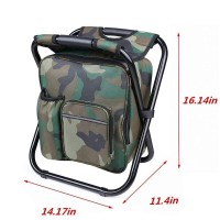 Hisweeth Backpack Chair Foleable Camping Fishing Stool With Cooler Insulated Bags Multifunction Hunting Backpack Chair Stool For Outdoor Hiking Ice Fishing(Camouflage)