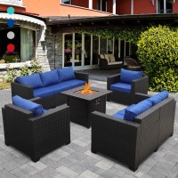 Patio Furniture Sectional Sofa 5-Piece 50000 Btu Propane Gas Fire Pit Outdoor