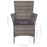 Vidaxl Set Of 2 Patio Chairs With Cushions In Gray - Durable Pe Rattan, Powder-Coated Steel Frame, Ergonomic Design, Easy Assembly, And Washing