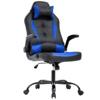 Gaming Chair Office Chair Desk Chair With Lumbar Support Flip Up Arms Headrest Pu Leather Swivel Rolling Adjustable High Back Ra