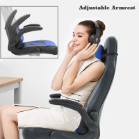 Gaming Chair Office Chair Desk Chair With Lumbar Support Flip Up Arms Headrest Pu Leather Swivel Rolling Adjustable High Back Ra