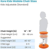 Kore Kids Adjustable Height Standard Wobble Chair - Flexible Seating Stool For Classroom, Elementary School, Add/Adhd - Assembled In The Usa, Blue (14In-19In)