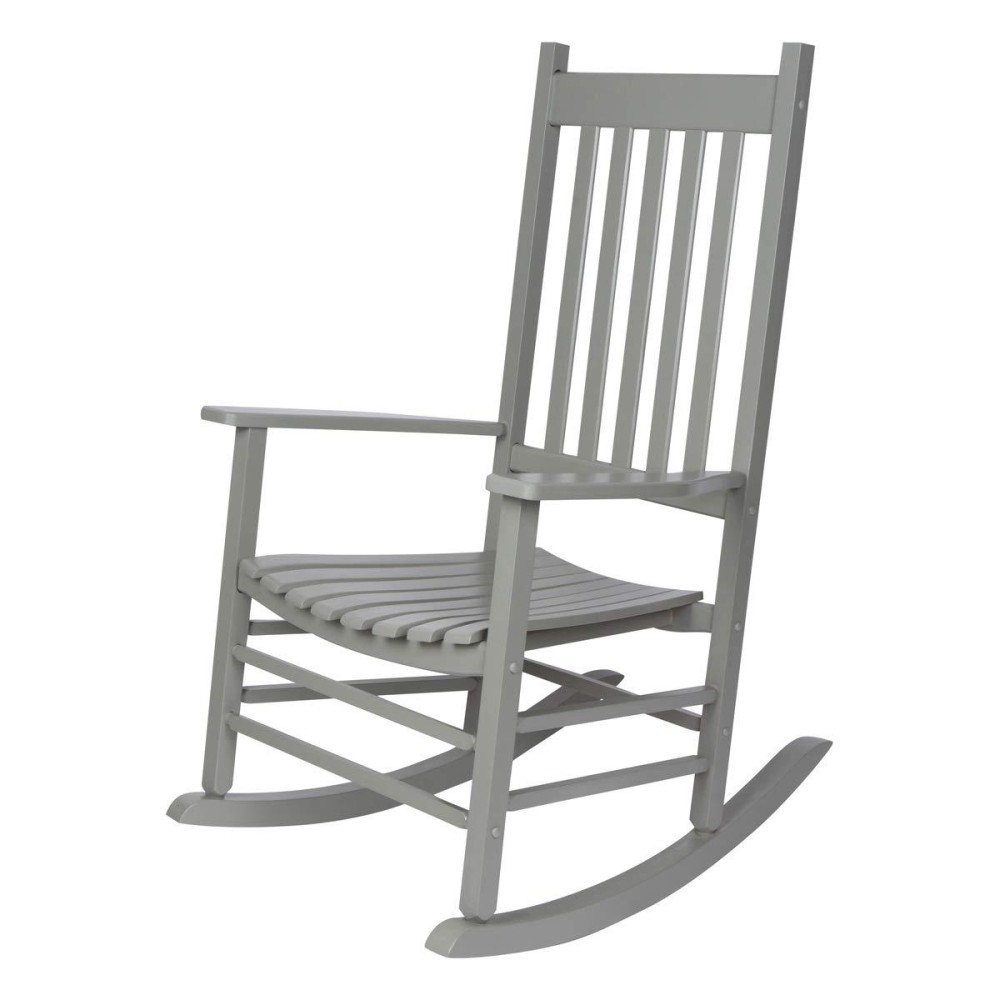 Shine Company Vermont Porch Rocker High Back Wood Rocking Chair Storm Gray