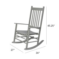 Shine Company Vermont Porch Rocker High Back Wood Rocking Chair Storm Gray