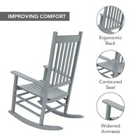 Shine Company Vermont Porch Rocker High Back Wood Rocking Chair Storm Gray