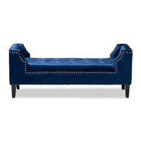 Baxton Studio Perret Tufted Velvet And Wood Bench In Royal Blue