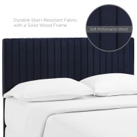 Modway Keira Channel Tufted Performance Velvet Upholstered Full / Queen Headboard In Midnight Blue