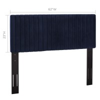 Modway Keira Channel Tufted Performance Velvet Upholstered Full / Queen Headboard In Midnight Blue