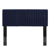 Modway Keira Channel Tufted Performance Velvet Upholstered Full / Queen Headboard In Midnight Blue