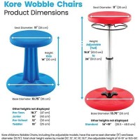 Kore Kids Adjustable Height Standard Wobble Chair - Flexible Seating Stool For Classroom, Elementary School, Add/Adhd - Assembled In The Usa, Dark Blue (14In-19In)