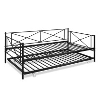 Furinno Angeland Carca Metal Daybed, Twin, Black