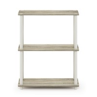 Furinno TurnNTube 3Tier Compact Multipurpose Shelf Display Rack Sonoma OakWhite