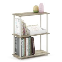 Furinno TurnNTube 3Tier Compact Multipurpose Shelf Display Rack Sonoma OakWhite