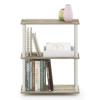 Furinno TurnNTube 3Tier Compact Multipurpose Shelf Display Rack Sonoma OakWhite