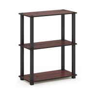 Furinno TurnSTube 3Tier Compact Multipurpose Shelf Display Rack with Square Tube Dark CherryBlack