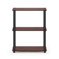 Furinno TurnSTube 3Tier Compact Multipurpose Shelf Display Rack with Square Tube Dark CherryBlack