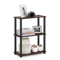 Furinno TurnSTube 3Tier Compact Multipurpose Shelf Display Rack with Square Tube Dark CherryBlack