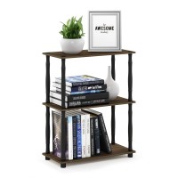 Furinno TurnNTube 3Tier Compact Multipurpose Shelf Display Rack with Classic Tube Columbia WalnutBlack