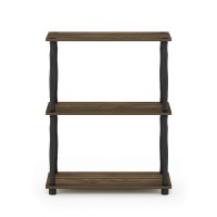 Furinno TurnNTube 3Tier Compact Multipurpose Shelf Display Rack with Classic Tube Columbia WalnutBlack