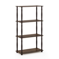 Furinno TurnNTube 4Tier Multipurpose Shelf Display Rack Classic Tubes WalnutBrown