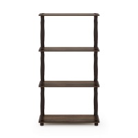 Furinno TurnNTube 4Tier Multipurpose Shelf Display Rack Classic Tubes WalnutBrown