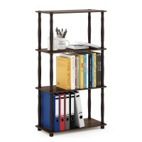 Furinno TurnNTube 4Tier Multipurpose Shelf Display Rack Classic Tubes WalnutBrown