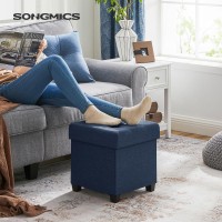 Songmics Storage Ottoman Small Ottoman Foot Rest With Legs 15 X 15 X 157 Inches Foot Stool Ottoman With Storage Load Up To