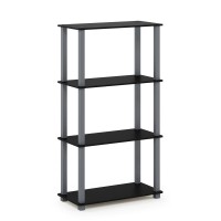 Furinno TurnSTube 4Tier Multipurpose Shelf Display Rack with Square Tube BlackGrey