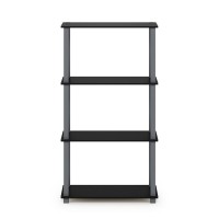 Furinno TurnSTube 4Tier Multipurpose Shelf Display Rack with Square Tube BlackGrey