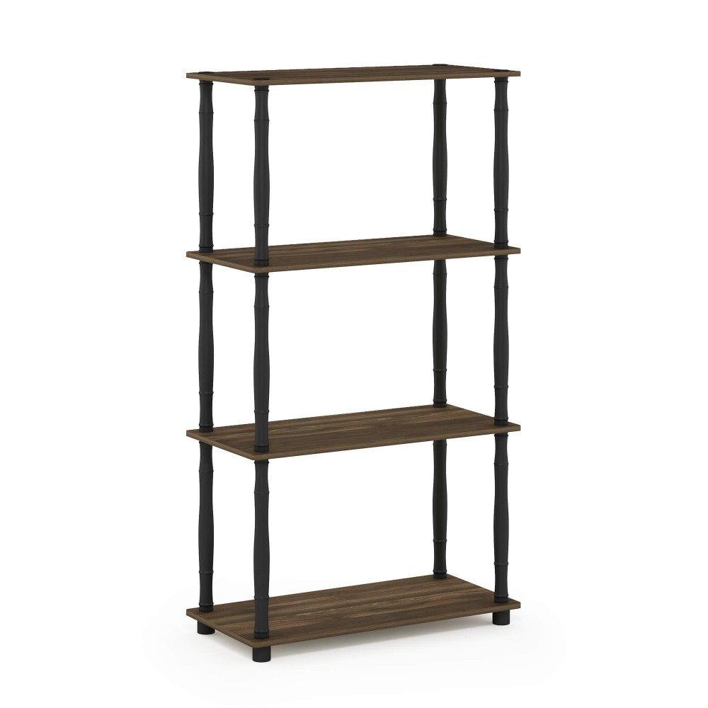 Furinno TurnNTube 4Tier Multipurpose Shelf Display Rack Classic Tubes Columbia WalnutBlack