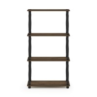 Furinno TurnNTube 4Tier Multipurpose Shelf Display Rack Classic Tubes Columbia WalnutBlack