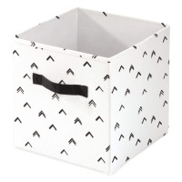 Idesign Arrow Fabric Storage Cube Bin, Small Basket Container With Dual Side Handles For Closet, Bedroom, Toys, Nursery - Black And White