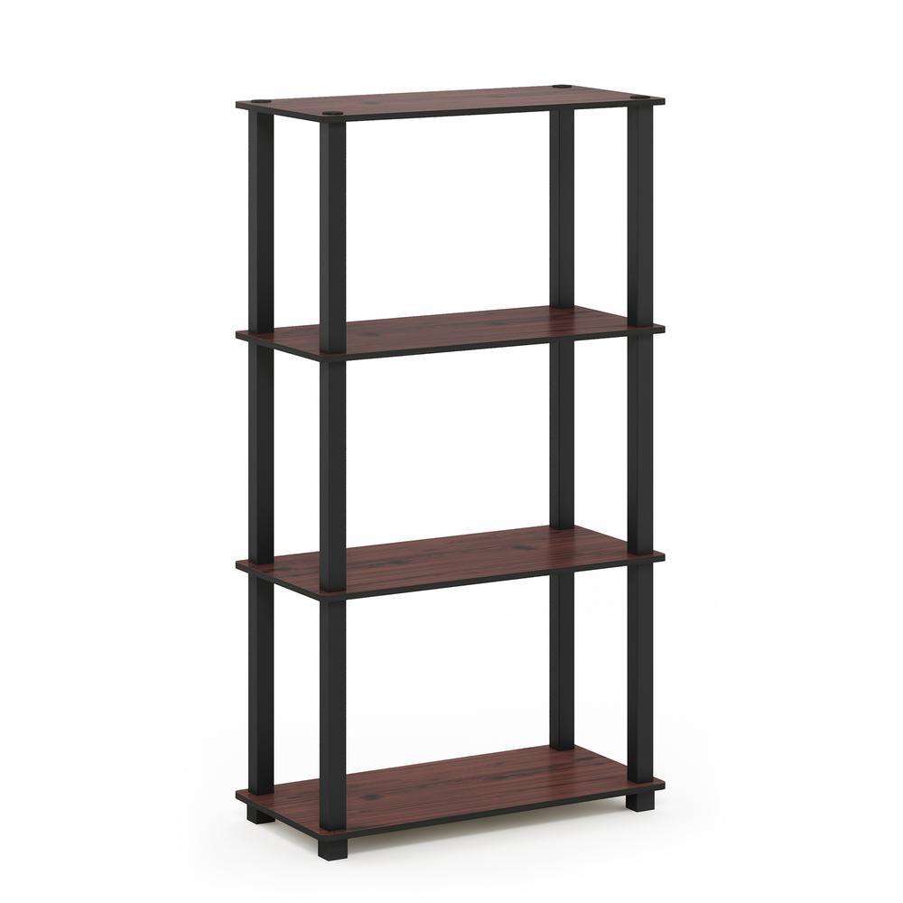 Furinno TurnSTube 4Tier Multipurpose Shelf Display Rack with Square Tube Dark CherryBlack