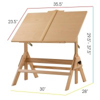 Meeden Solid Wood Drafting Table, Artist Drawing Desk, Writing Desk Studio Desk, Art Craft Table With Adjustable Height And Tiltable Tabletop For Artwork, Graphic Design, Reading