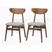 Wickerix Set Of 3 Dining Kitchen Square Table And 2 Yumiko Side Chairs Solid Wood W/Padded Seat Medium Brown