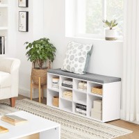 Vasagle Shoe Bench With Cushion, Storage Bench With Padded Seat, Entryway Bench With 10 Compartments, Adjustable Shelves, For Bedroom, 11.8 X 40.9 X 18.9 Inches, White And Gray Ulhs10Wt