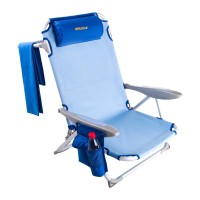 #Wejoy Aluminum Lightweight 4-Position Beach Chair, Reclining Low Folding Beach Chairs For Adults With Carry Strap Cup Holder Pocket Armrest Headrest For Outdoor Camping Lawn (Blue)