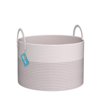 Organihaus White Woven Baskets For Storage 20X13 | Shoe Basket For Entryway | Big Blanket Basket For Living Room | Soft Cotton Rope Basket | Toy Basket Storage For Kids | Large Basket For Blankets