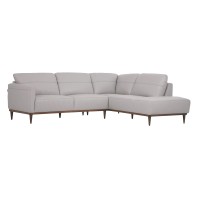 Acme Tampa Right Facing Leather Sectional In Pearl Gray