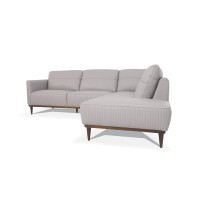 Acme Tampa Right Facing Leather Sectional In Pearl Gray